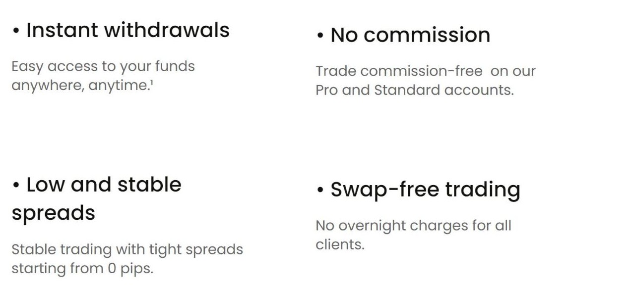 JustMarkets homepage claims including swap-free trading and no commission